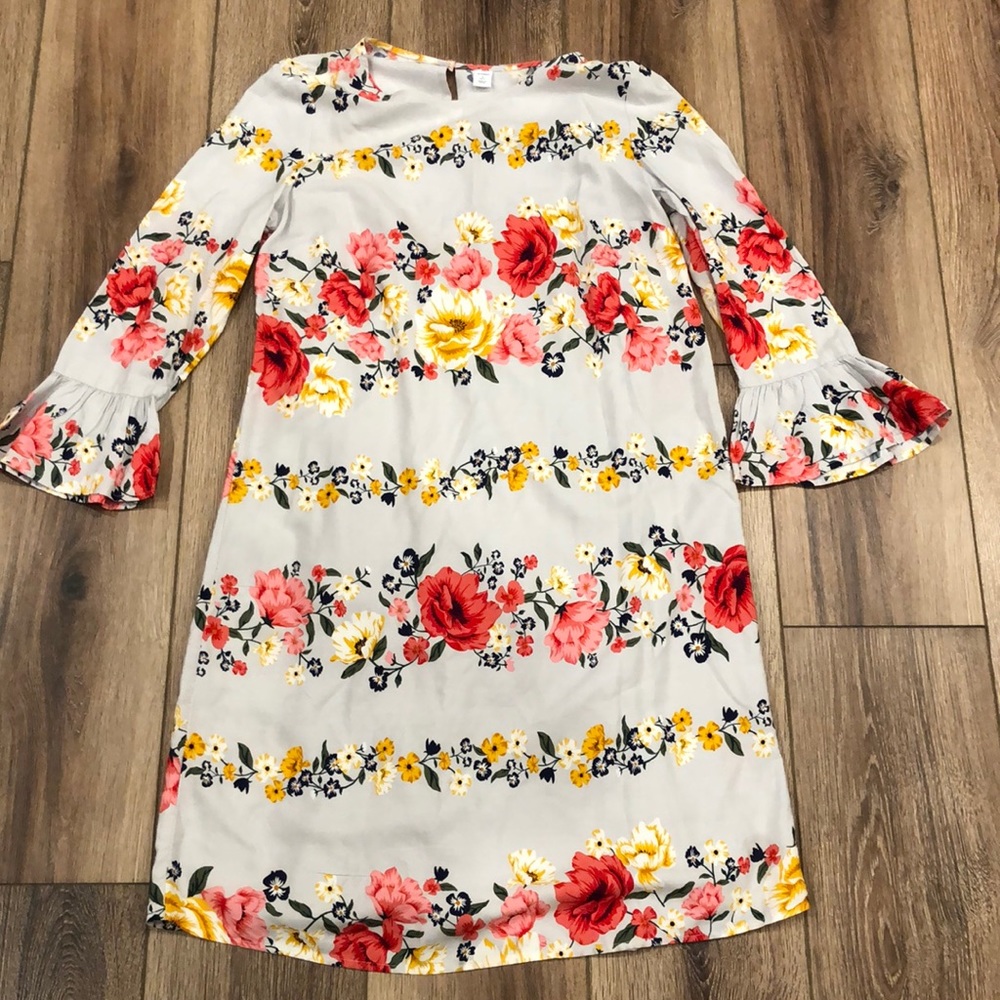 Old Navy Womens Shift Dress Round Neck 3/4 Sleeve Floral Print